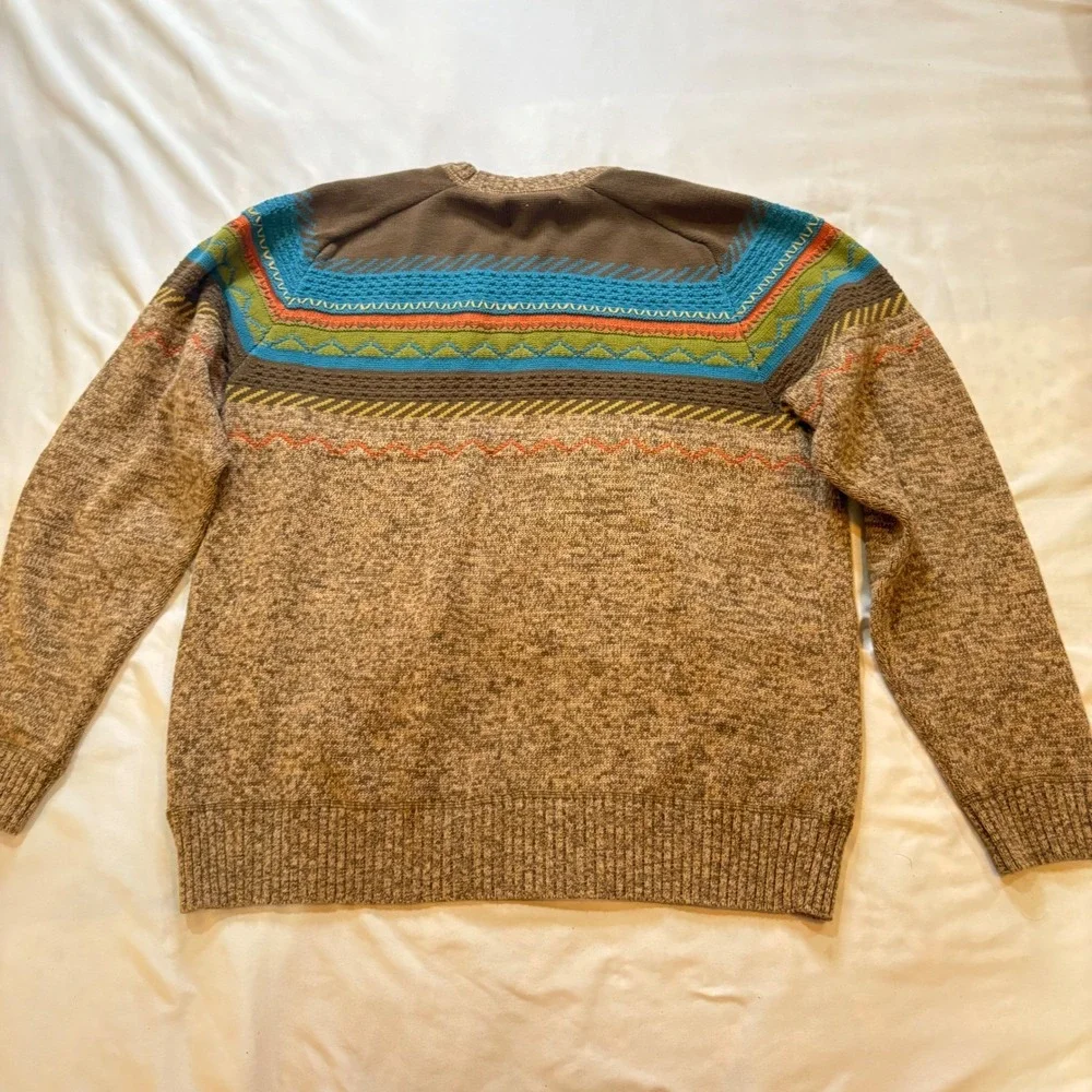 Territory Ahead Men's Sweater XL Brown Blue Green Colorful Knit‎ Crewneck
